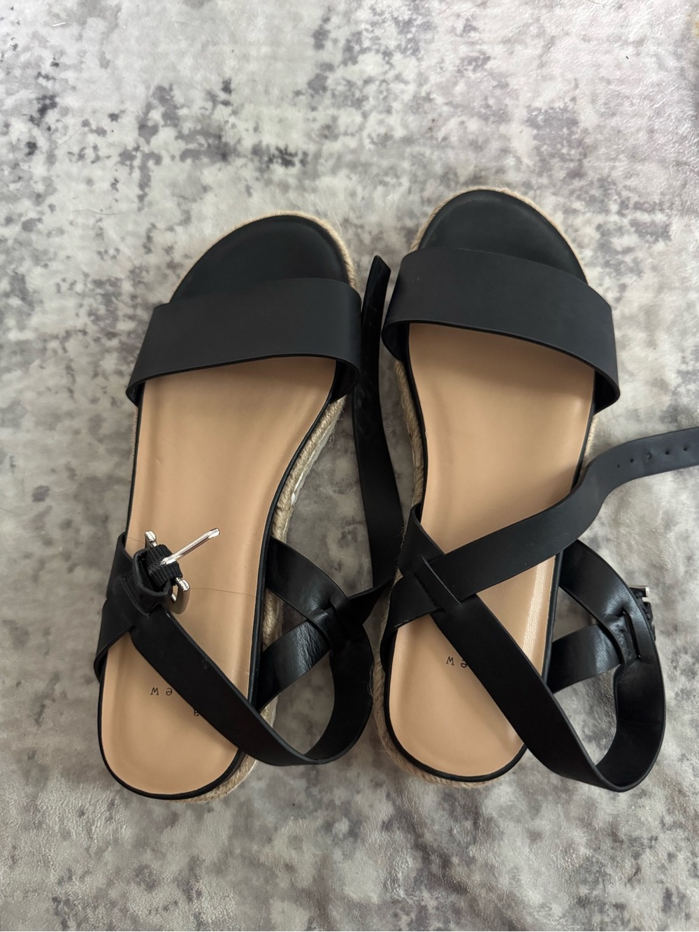 a new day Black Cross-Strap Ankle-Buckle Women's Sandals